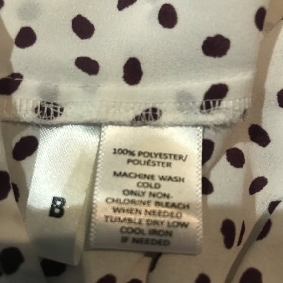 Loft Blouse Quarter Button Pockets White with Brown Polka Dots Size M - Picture 11 of 13